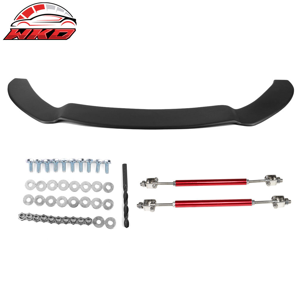 Fits 13-14 Ford Focus Front Splitter Lip Replacement Matte Black PP & Red Rods