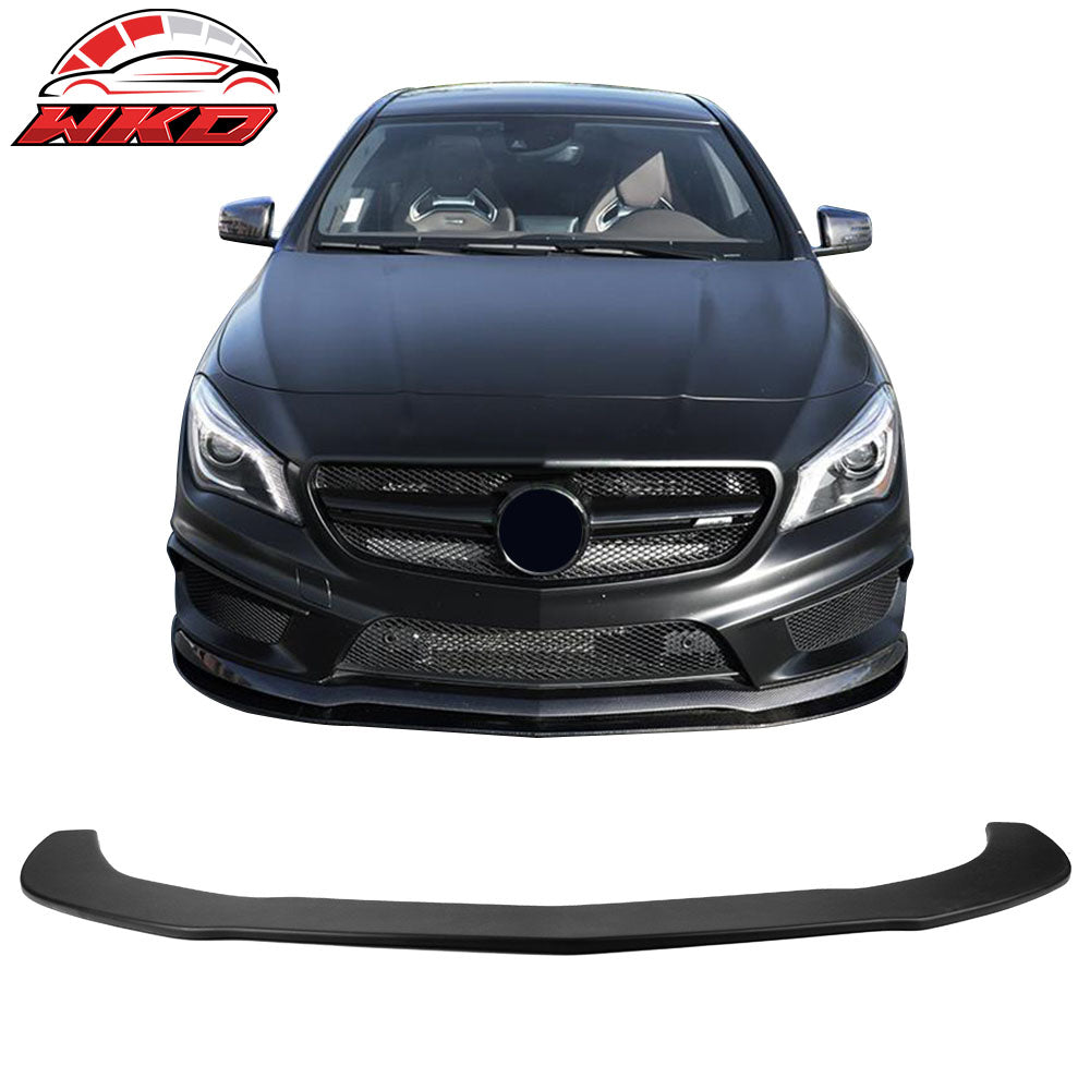 Fits 14-16 Benz CLA Class Matte Black Front Bumper Lip PP + 2PCS Strut Rods