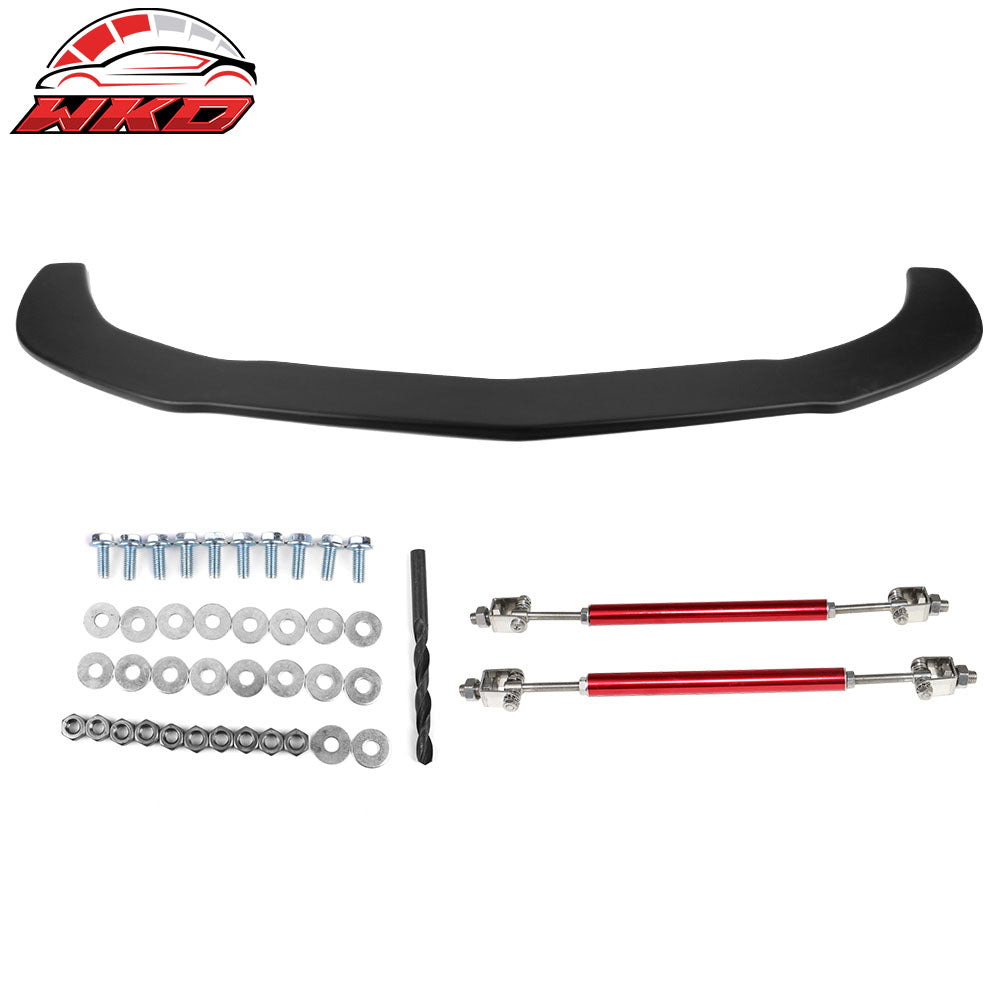 Fits 14-16 Benz CLA Class Matte Black Front Bumper Lip PP + 2PCS Strut Rods