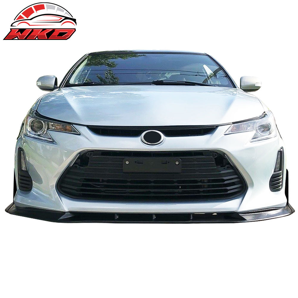 Fits 14-16 Scion TC Front Bumper Lip + Front Winglets IKON V3 Style Unpainted PU