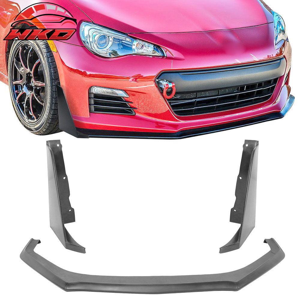 Fits 13-16 Subaru BRZ Front Bumper Lip + Front Splitter Winglet CS Style PU