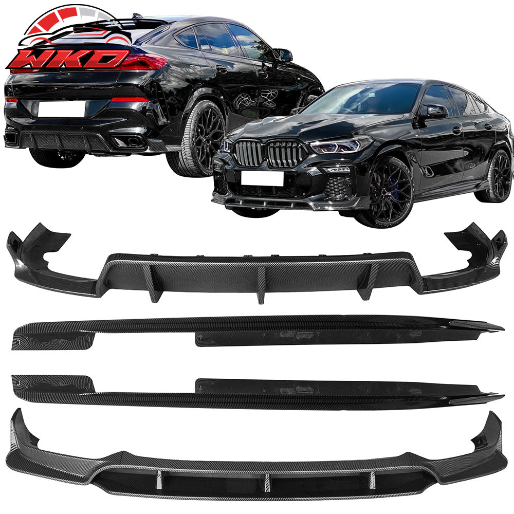 Fits 20-23 G06 X6 M Sport IKON Carbon Print Front Bumper Lip Rear Lip Side Skirt
