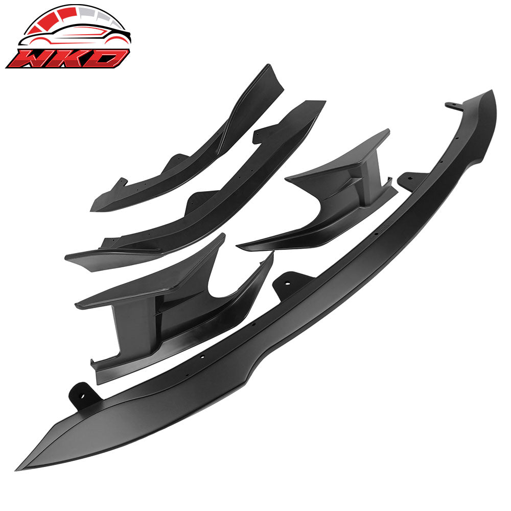 Fits 19-22 Toyota Corolla 3PCS Front Bumper Lip + 2PCS Side Canards Matte Black