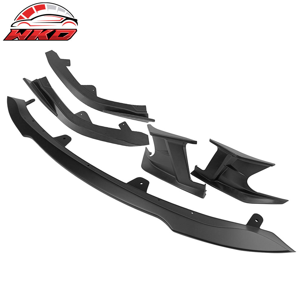 Fits 19-22 Toyota Corolla 3PCS Front Bumper Lip + 2PCS Side Canards Matte Black