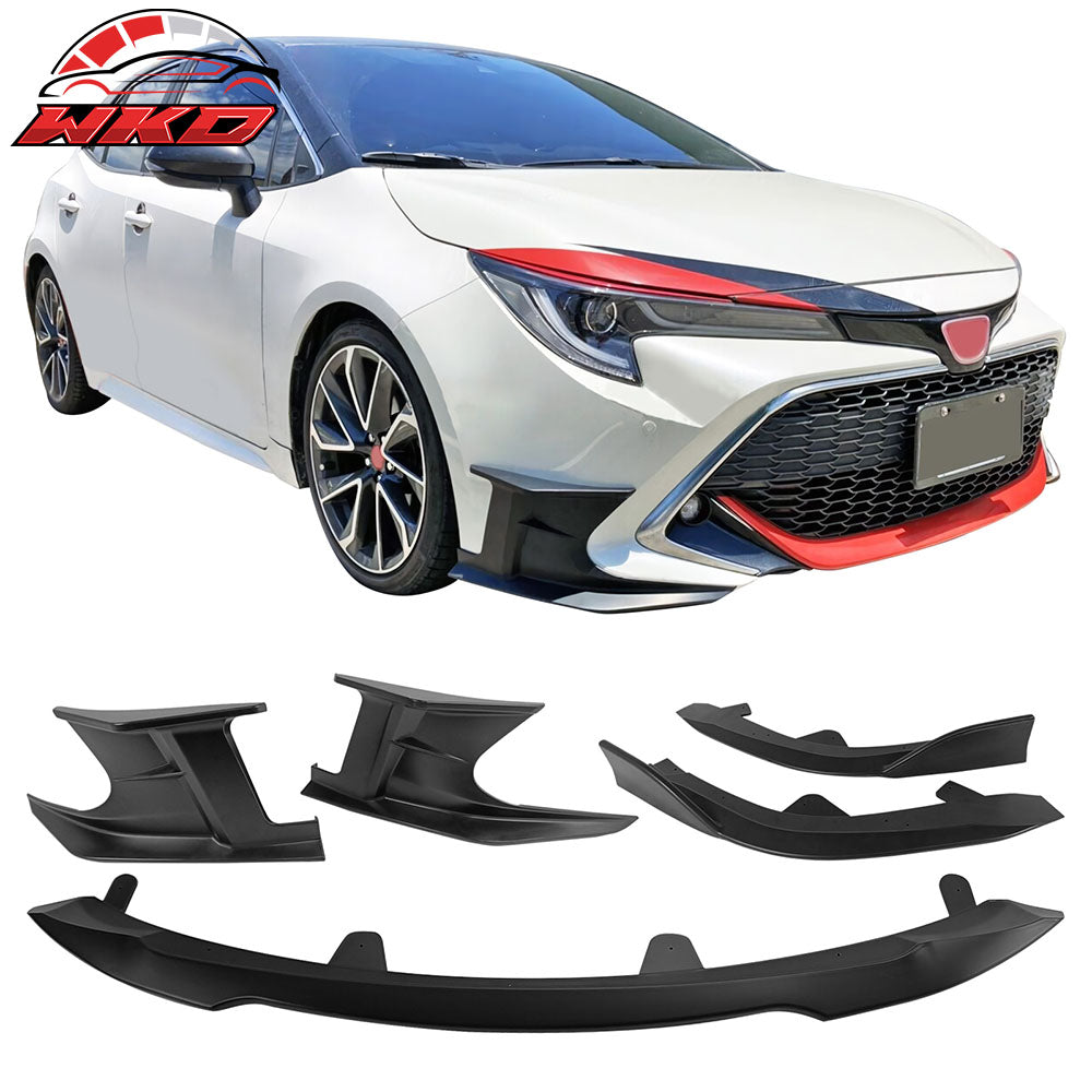 Fits 23-25 Toyota Corolla Auris 3PC Front Bumper Lip 2PC Side Canard Matte Black