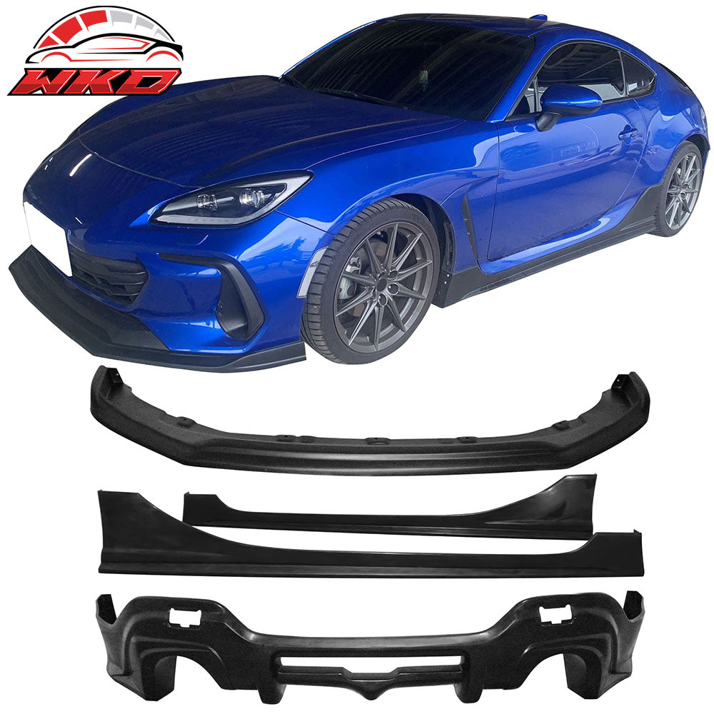 Fits 22-25 Subaru BRZ Coupe Front Bumper Lip + Rear Diffuser + Side Skirts - PU
