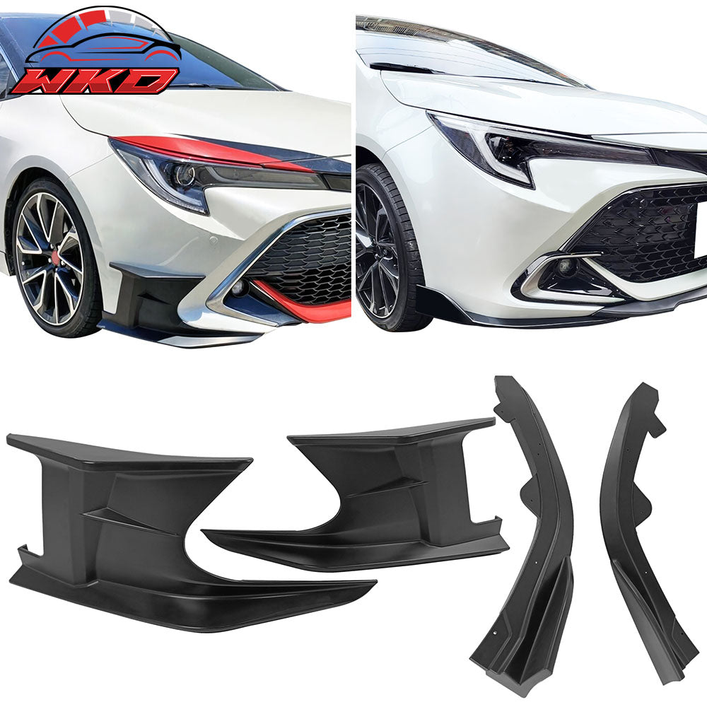 Fits 19-25 Toyota Corolla E210 Matte Black Front Bumper Splitters + Side Canards