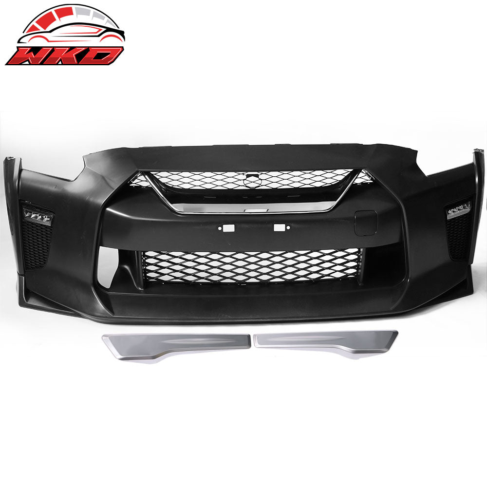 Fits 09-24 Nissan R35 GT-R Front + Rear Bumper Cover + Hood + 2PC Side Skirts PP