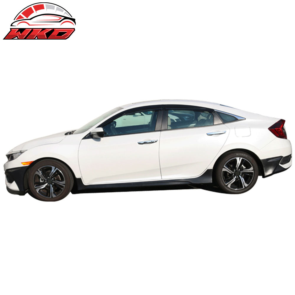 Fits 16-18 Honda Civic 4-Door HF-P Style Front + Rear Bumper Lip + Side Skirt PP