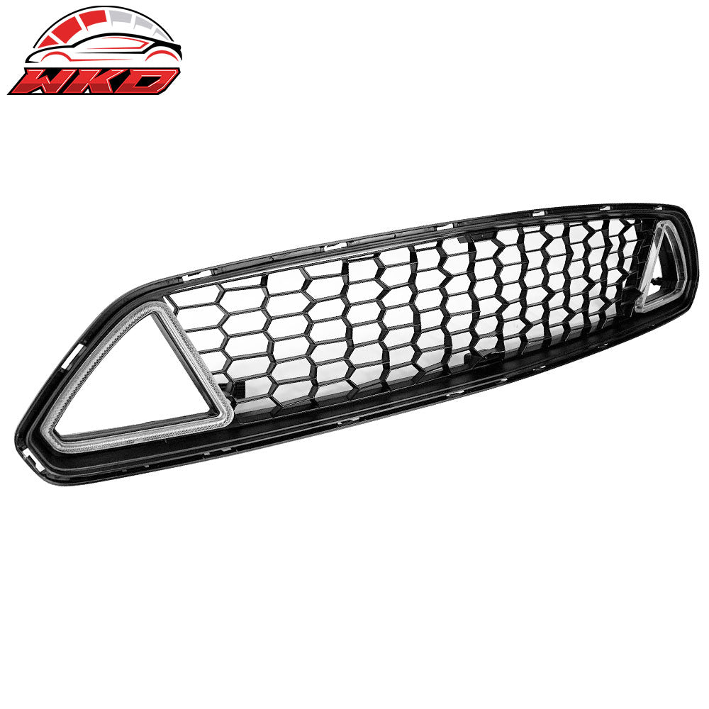 Fits 15-17 Ford Mustang IKON Style Unpainted Front Upper Mesh Grille W/ LED