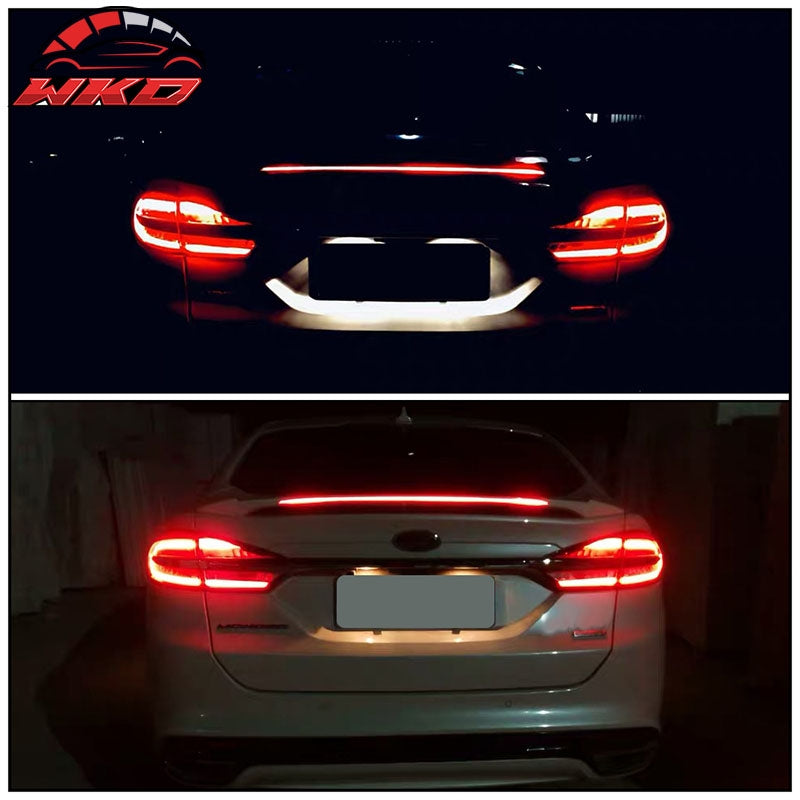 Fits 13-20 Ford Fusion Sedan Long LED Style Trunk Spoiler Matte Black ABS W/ LED