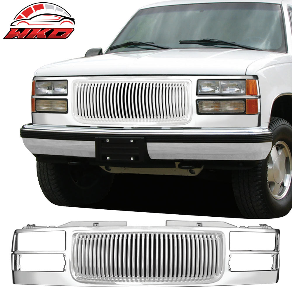 Fits 94-01 GMC C1500/C2500/C3500/K1500/K2500/K3500 Vertical Chrome Upper Grille