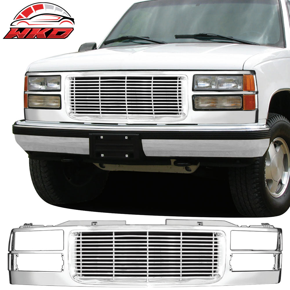 Fits 94-01 GMC C1500 C2500 C3500 Yukon Billet Chrome ABS Front Mesh Grille Cover