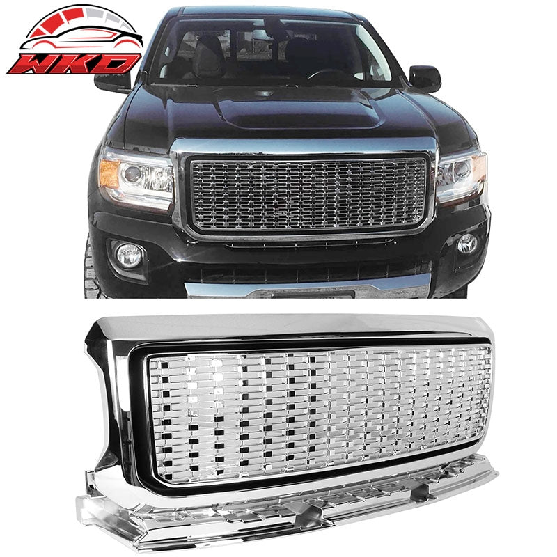 Fits 15-20 GMC Canyon Denali Style Front Bumper Hood Grille Replacement - Chrome