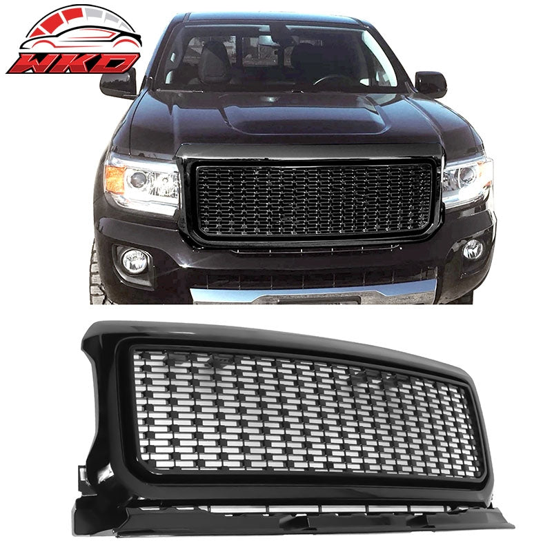 Fits 15-20 GMC Canyon Denali Style Front Bumper Grille Replacement Bright Black