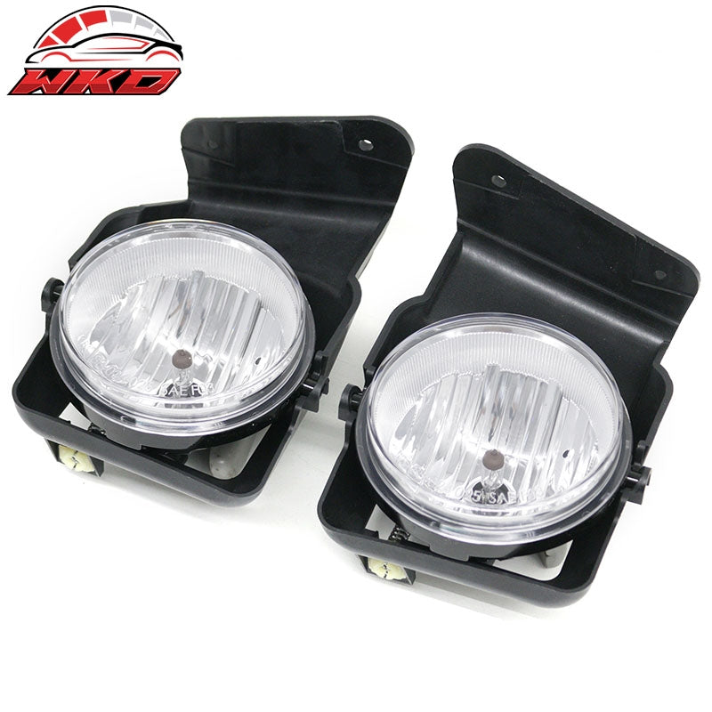 Fits 05-06 GMC Sierra 1500/2500 HD/3500 Fog Lights Black Housing Clear Lens Pair
