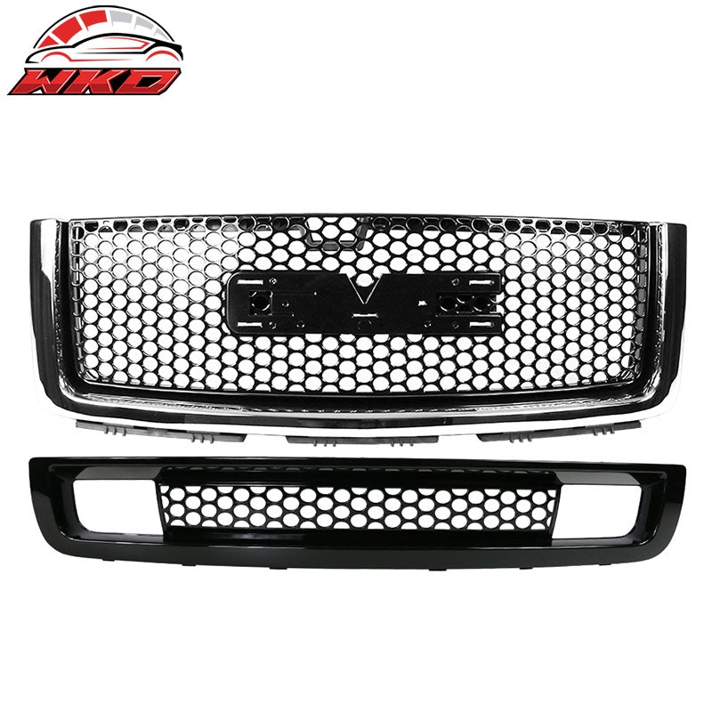 Wholesale 07-13 GMC Sierra 1500 Denali Upper Lower Bumper Grille Gloss Black