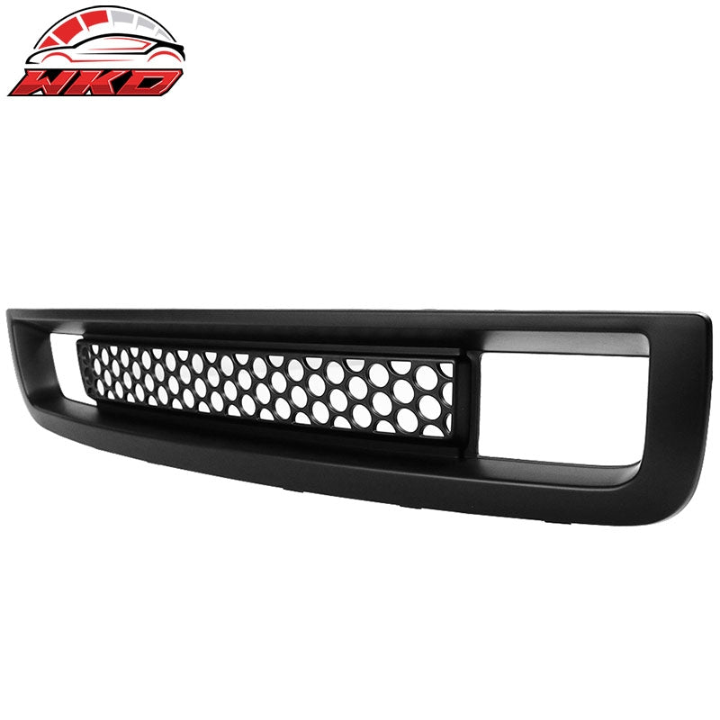 Fits 07-13 GMC Sierra 1500 Denali Upper Lower Bumper Grille Matte Black