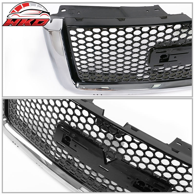 Fits 07-13 GMC Sierra 1500 Front Upper Grille Mesh Grill Chrome & Gloss Black