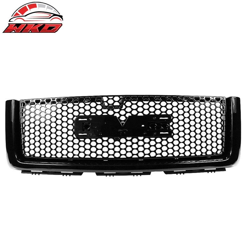 Fits 07-13 GMC Sierra 1500 Front Upper Grille Guard Mesh Grill Cover Gloss Black