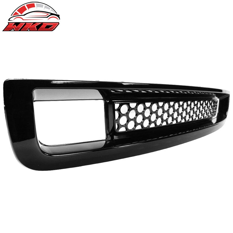 Fits 07-13 GMC Sierra 1500 2PCS Front Upper + Lower Bumper Grille Gloss Black