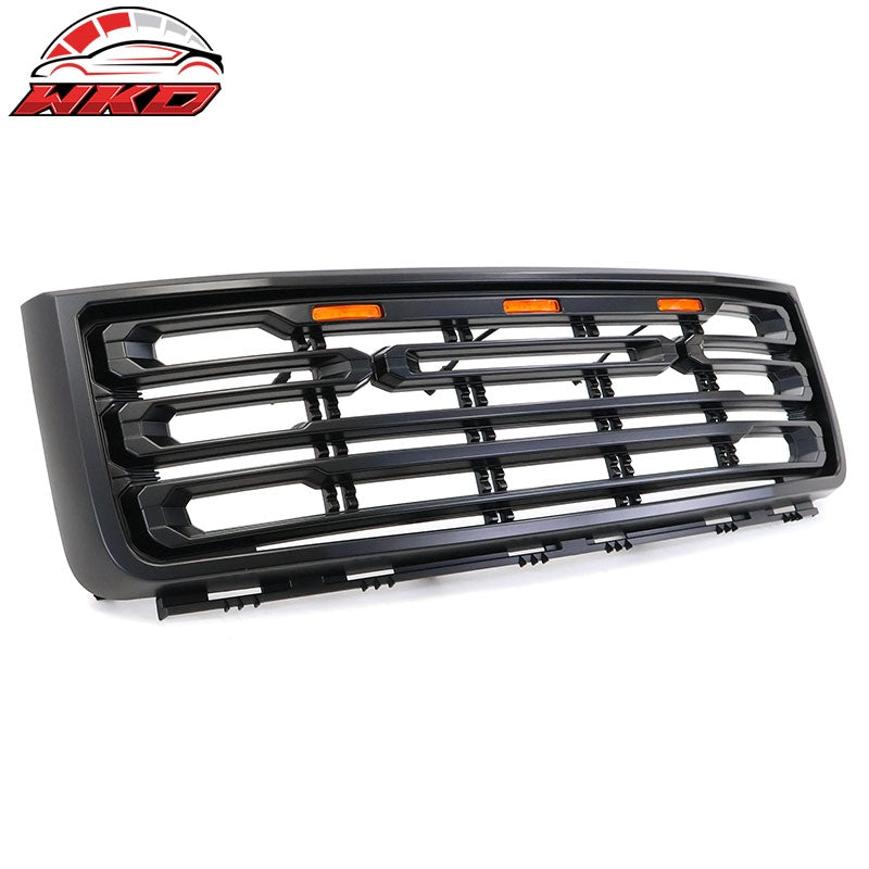 Fits 07-13 GMC Sierra 1500 Front Bumper Hood Grille Matte Black