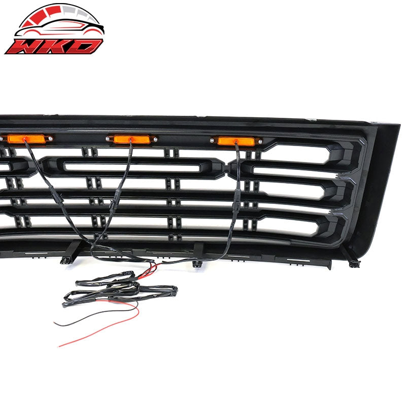 Fits 07-13 GMC Sierra 1500 Front Bumper Hood Grille Matte Black