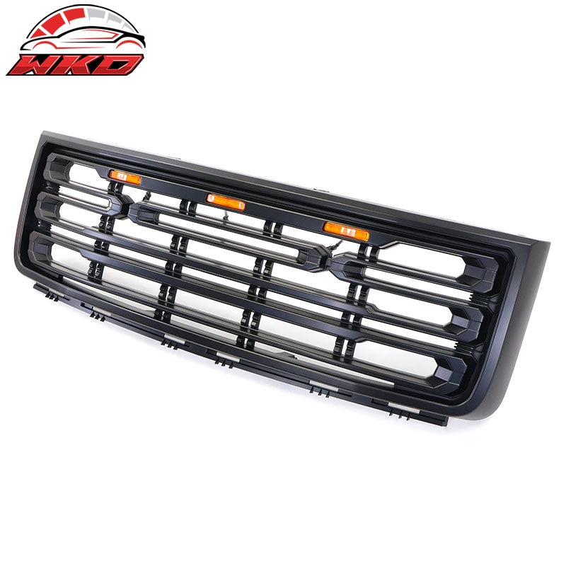 Fits 07-13 GMC Sierra 1500 Front Bumper Hood Grille Matte Black