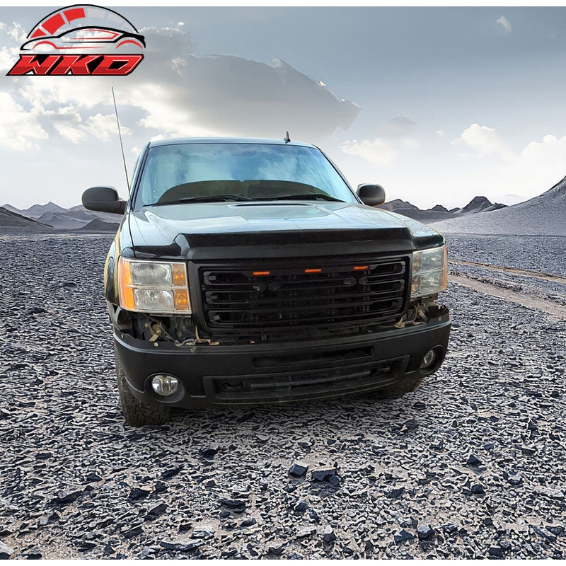 Fits 07-13 GMC Sierra 1500 Front Bumper Hood Grille Gloss Black