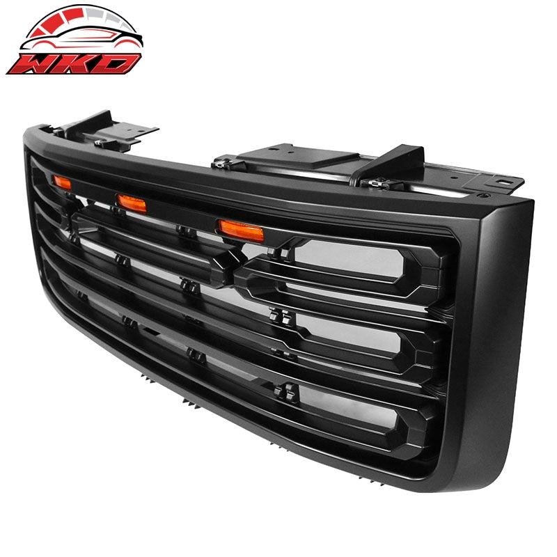 Fits 07-13 GMC Sierra 1500 Front Bumper Hood Grille Gloss Black