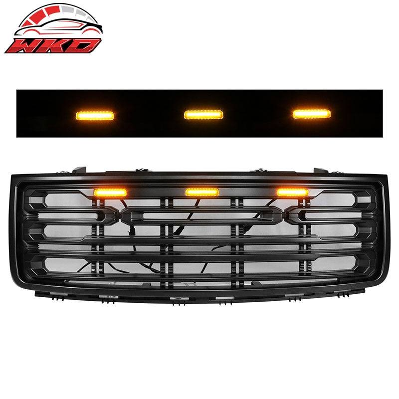 Fits 07-13 GMC Sierra 1500 Front Bumper Hood Grille Gloss Black