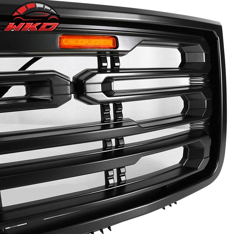 Fits 07-13 GMC Sierra 1500 Front Bumper Hood Grille Gloss Black