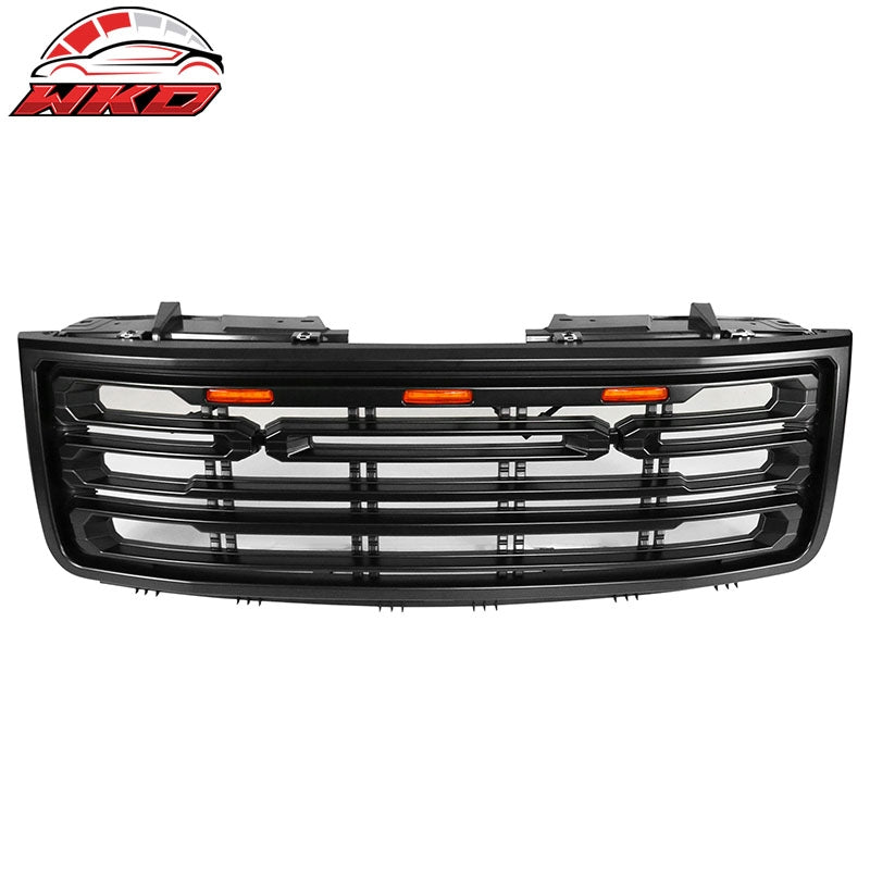 Fits 07-13 GMC Sierra 1500 Front Bumper Hood Grille Gloss Black