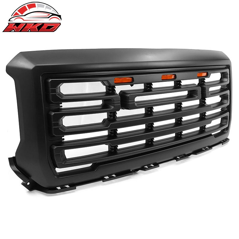 Fit 14-15 GMC Sierra 1500 Front Bumper Hood Grille Grill Replacement Matte Black