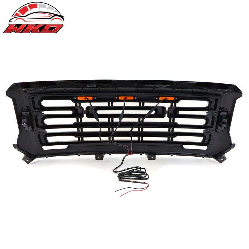 Fit 14-15 GMC Sierra 1500 Front Bumper Hood Grille Grill Replacement Matte Black