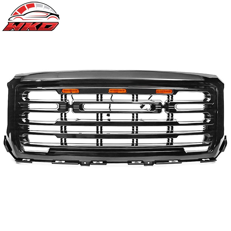 Fits 14-15 GMC Sierra 1500 Front Bumper Hood Grille Gloss Black