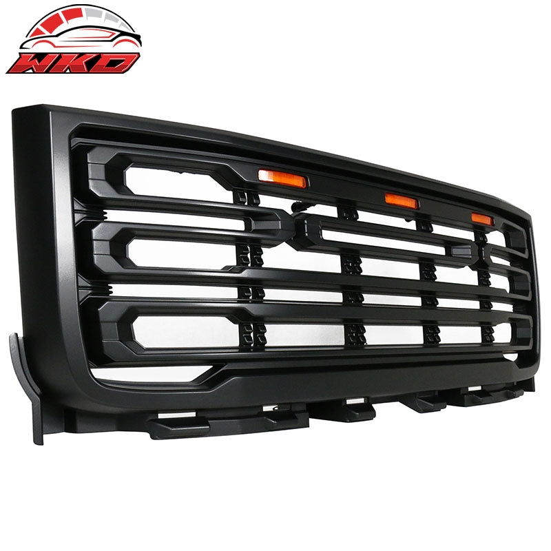Fits 11-14 GMC Sierra 2500 3500 Front Bumper Hood Grille Matte Black