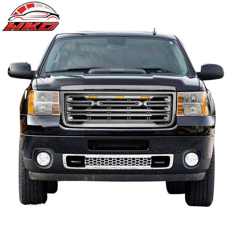 Fits 11-14 GMC Sierra 2500 3500 Front Bumper Hood Grille Matte Black