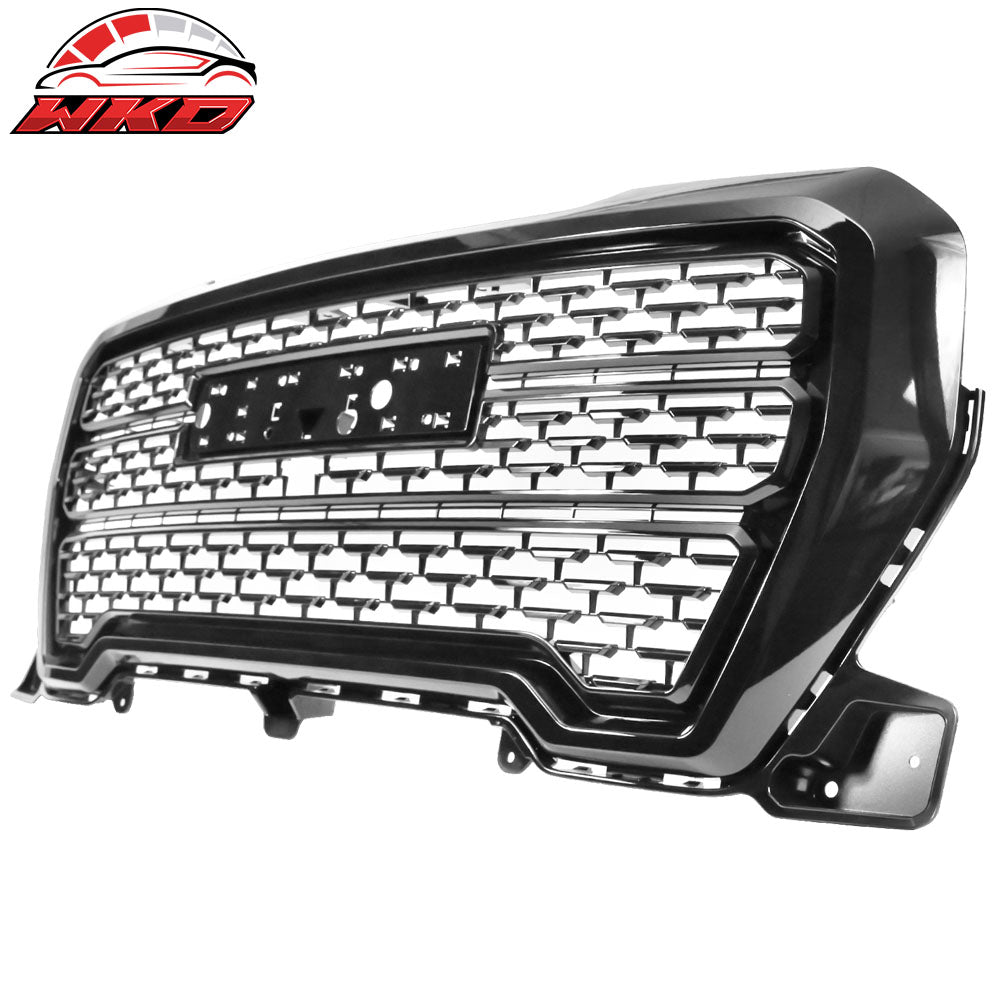 Fits 19-21 GMC Sierra 1500 Denali Style Front Bumper Upper Grille Gloss Black