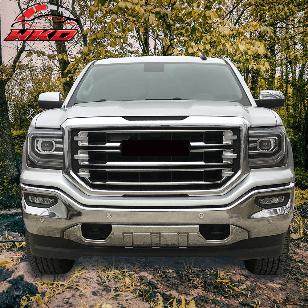 Fits 16-18 GMC Sierra 1500 Chrome Front Bumper Skid Plate Protective Armor
