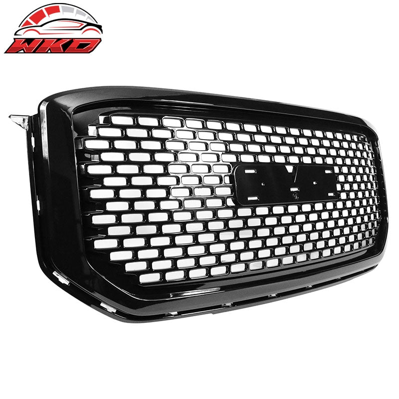 Fits 15-20 GMC Yukon Denali Style Front Upper Grille Replacement Gloss Black ABS
