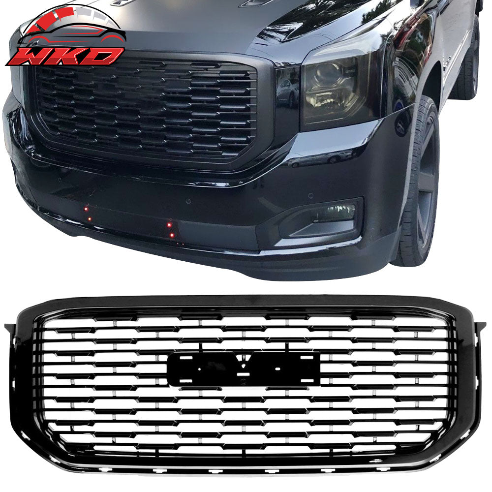 Fits 15-20 GMC Yukon Denali Style Front Bumper Upper Mesh Grille Unpainted ABS