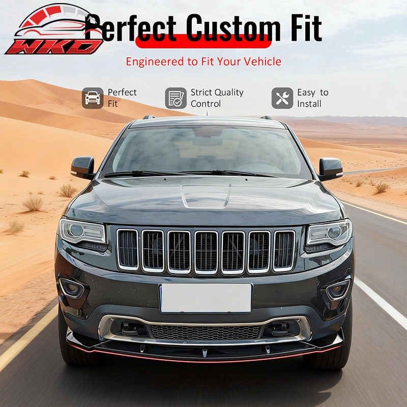 Fits 14-16 Grand Cherokee Base IKON PP Front Bumper Lip Chin Spoiler Gloss Black