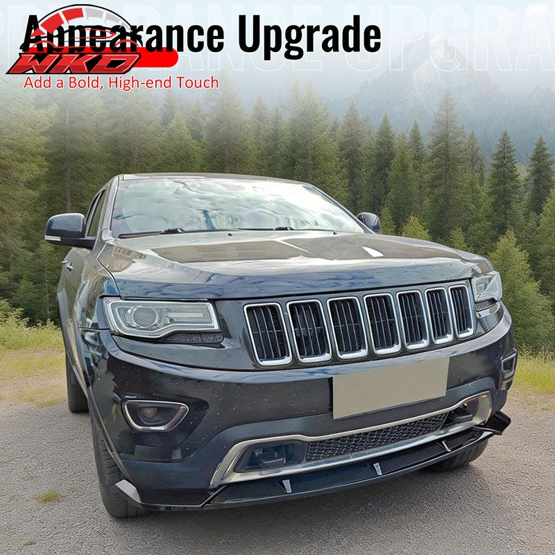 Fits 14-16 Grand Cherokee Base IKON PP Front Bumper Lip Chin Spoiler Gloss Black