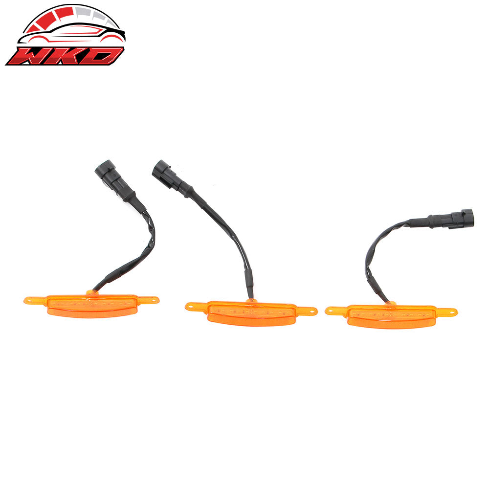 Fits Chevy Silverado & GMC Sierra 1500 2500 3500 3PCS Amber LED Grille Lights