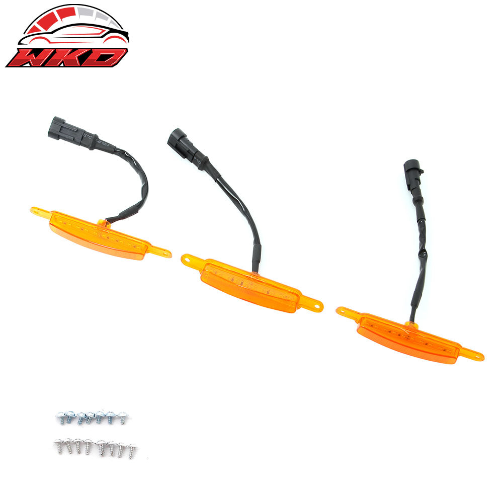 Fits Chevy Silverado & GMC Sierra 1500 2500 3500 3PCS Amber LED Grille Lights
