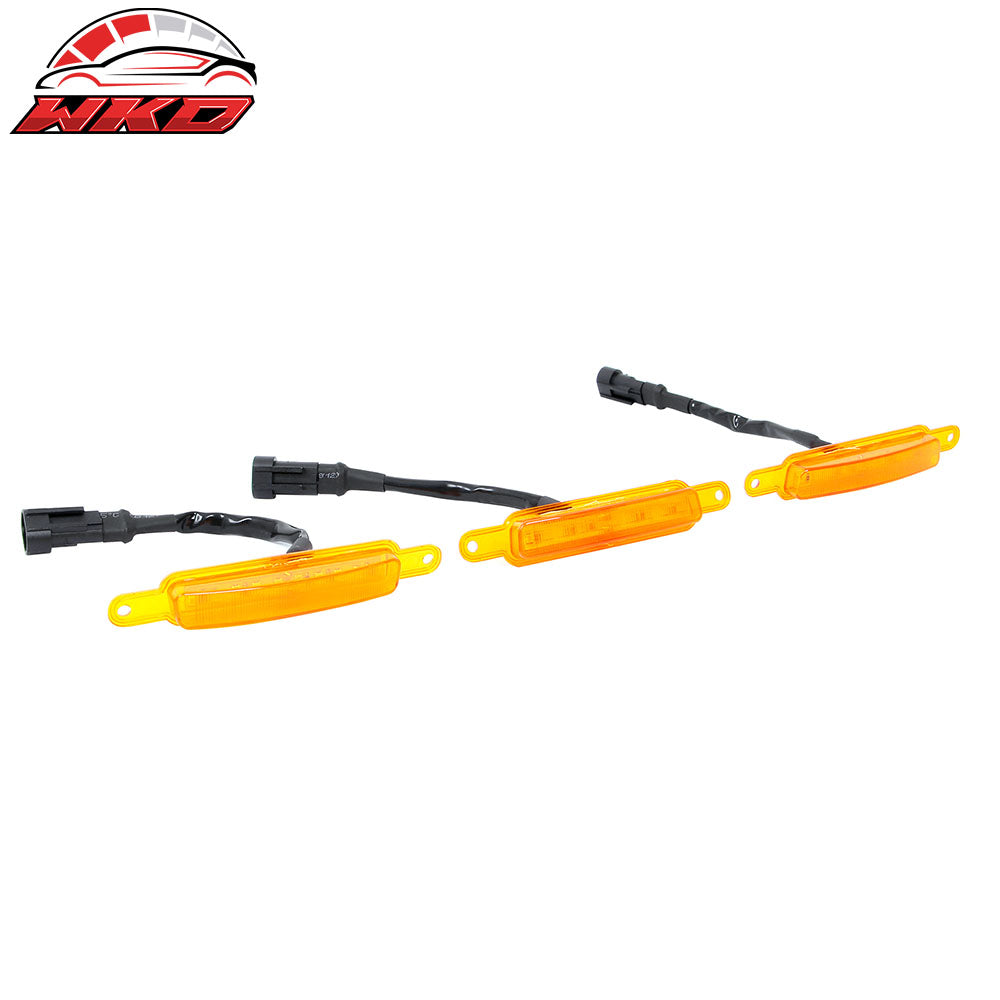 Fits Chevy Silverado & GMC Sierra 1500 2500 3500 3PCS Amber LED Grille Lights