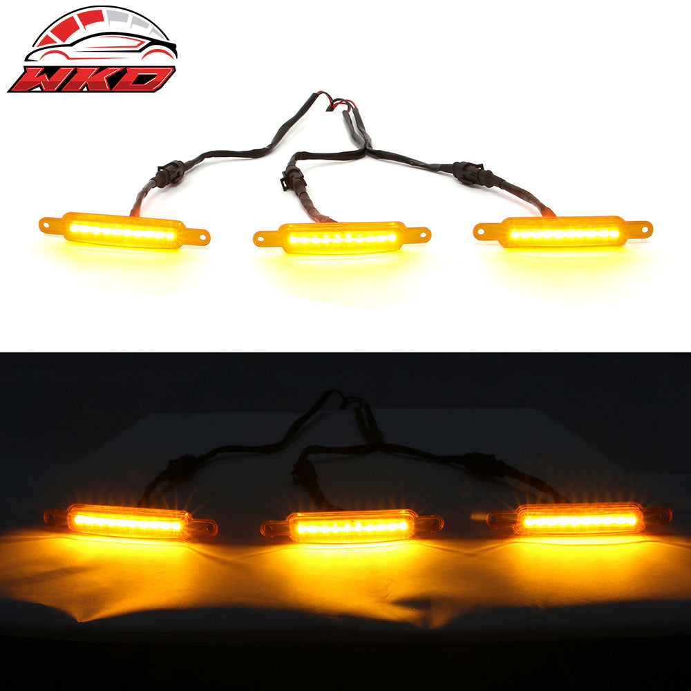 Fits Chevy Silverado & GMC Sierra 1500 2500 3500 3PCS Amber LED Grille Lights