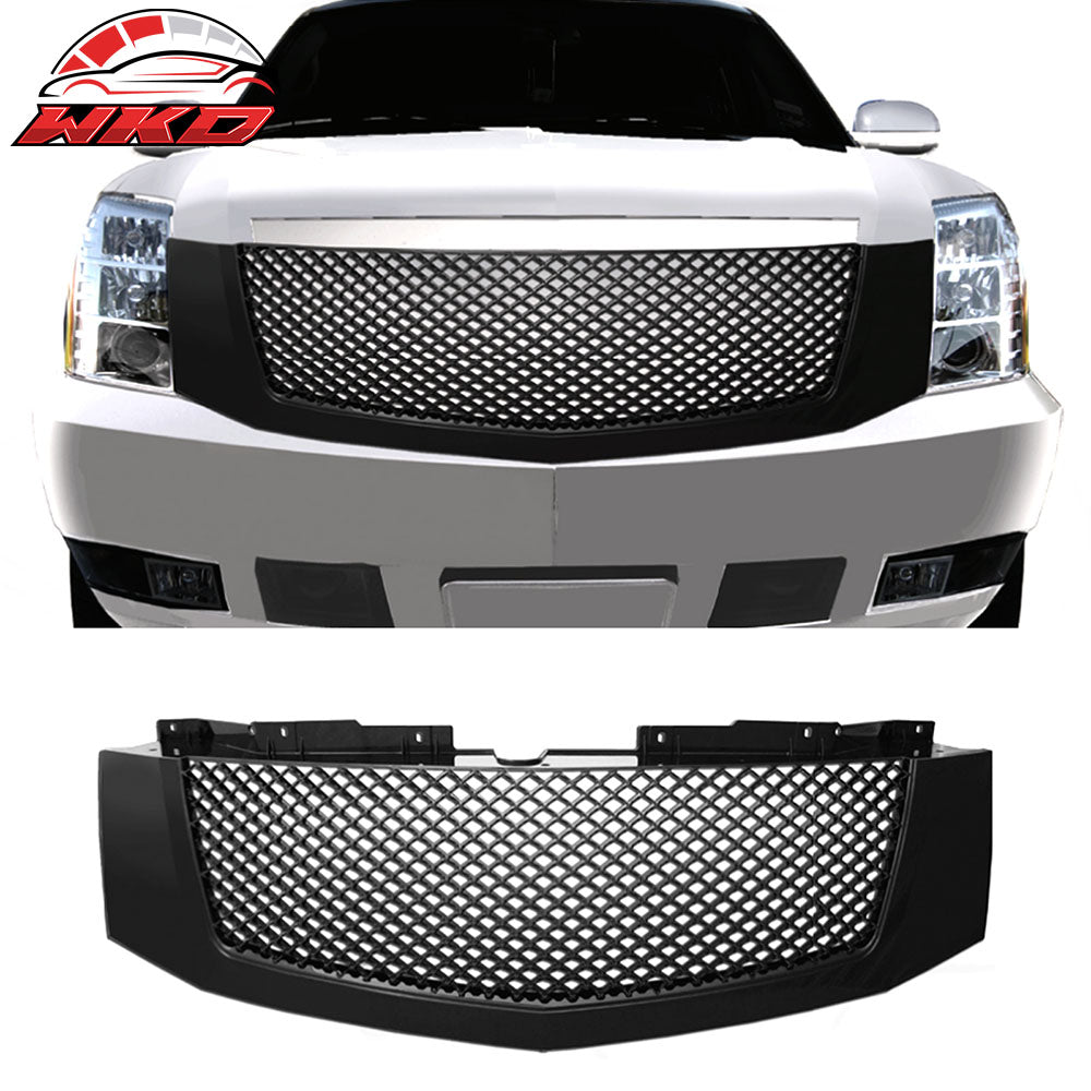 For 07-14 Cadillac Escalade Mesh Style Front Bumper Grille Replacement Black ABS