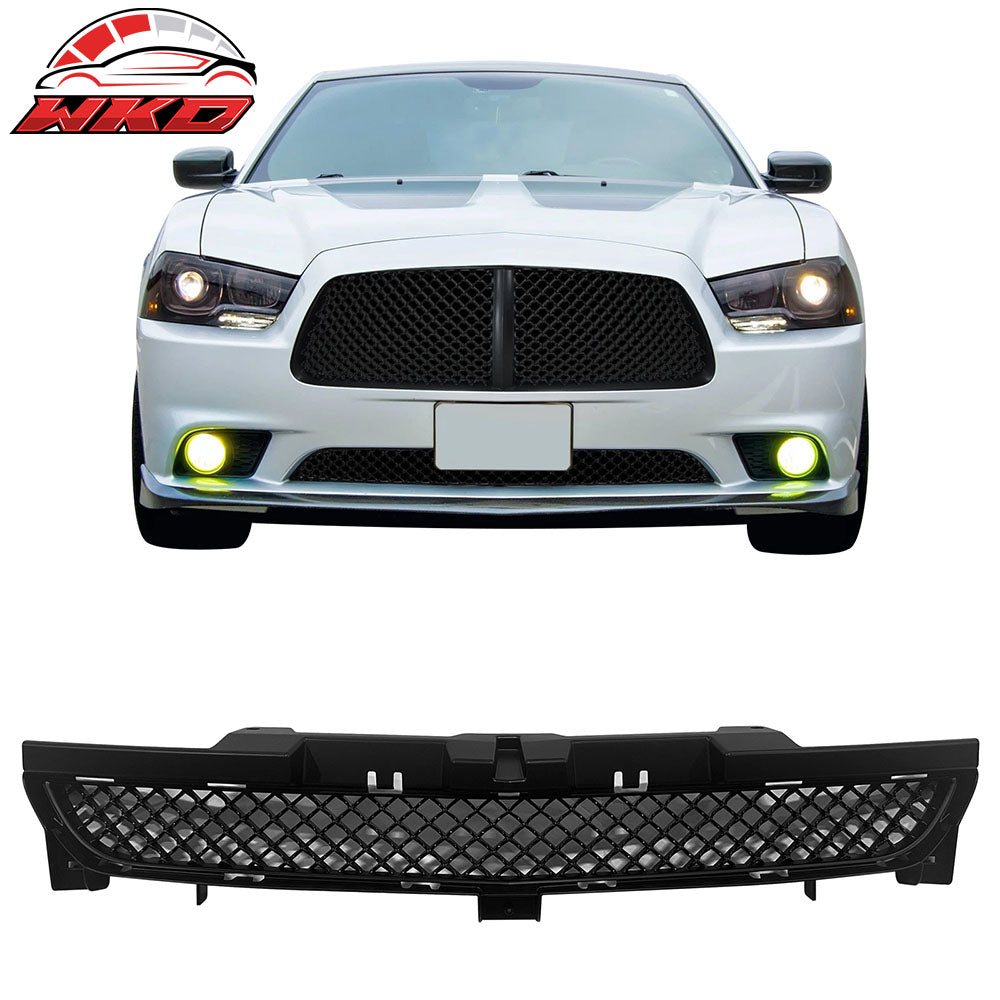 Fits 11-13 Dodge Charger Bentley Mesh Style Front Bumper Grille ABS Unpainted